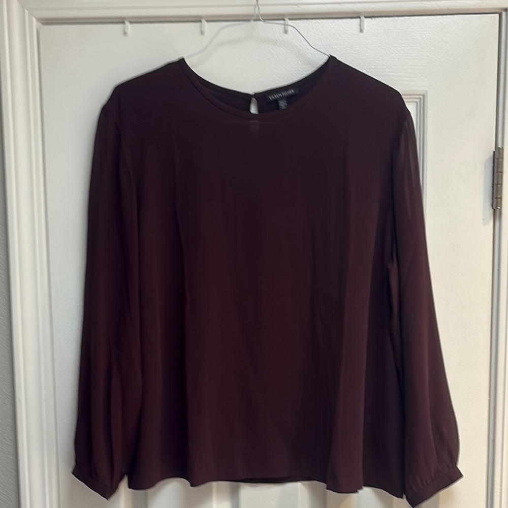 Eileen Fisher Burgundy Long-Sleeve Blouse